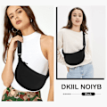 Miniatyrbillede 6 af 6: Crescent Taske til Kvinder Mænd, Nylon Crescent Tasker Hobos Crossbody Taske Bærbar Crescent Pung med Justerbar Rem A01-sort, 31cm