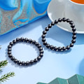 Miniatyrbilde 3 av 5: 2 stykker Shungitt Armbånd med 8 mm Shungitt Perler EMF Krystallbeskyttelse Krystallenergi Elastiske Steiner Armbånd for Menn Kvinner