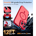 Miniatyrbilde 7 av 7: Magnetisk deksel for iPhone 16 Pro Max med fullstendig kamerabeskyttelse [Kompatibel med MagSafe] [Gjennomsiktig matt] Beskyttende telefondeksel, varmrosa Red Red iPhone 13 Pro
