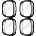 Miniatyrbild 8 av 8: Diruite 4-pack fodral för Fitbit Versa 4/Sense 2 skärmskydd, HD stöttåligt mjukt TPU-fodral med fullständigt skydd för Fitbit Versa Black+Black+Black+Black