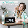 Miniatyrbillede 3 af 5: Dual clockradio, digitalt vækkeur med FM-radio, dobbelte USB-porte, 7 alarmlyde, 5 justerbare