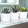 Miniatyrbilde 3 av 5: 5 stk Firkantede Plastblomsterpottefat Fanger Opp Overskottsvann og Jordspill for Blomsterpotter Innendørsplanter Hvite White White 12Inch