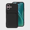 Silikone telefoncover med SIM-kortplads til iPhone 16 - Sort