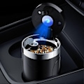 Miniatyrbillede 3 af 5: Bilaskebæger med Låg & Blåt LED-lys, Bærbar Røgfri Rustfri Papirkurv, Biltilbehør, Passer De Fleste Bilkopholdere with Vent Holder with Vent Holder Blue