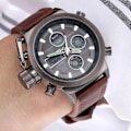 Miniatyrbillede 2 af 5: AMST Digital Herreur Vandtæt Armbåndsur LED Quartz Ur Sportsur Mand Stort Ur Mænd Relogio Masculino AM3003 brun sort sort