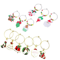 Miniatyrbillede 2 af 2: 12 stk Julevin Glas Charms Kreativ Design Markør Zink Legering Ringe Vedhæng Drikkekop Identifikator Party Cup Skilt Festival Dekorationer Julemiddag M