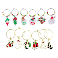 Miniatyrbillede 1 af 2: 12 stk Julevin Glas Charms Kreativ Design Markør Zink Legering Ringe Vedhæng Drikkekop Identifikator Party Cup Skilt Festival Dekorationer Julemiddag M