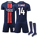 Pikkukuva 1 / 2: 2024-2025 Paris Saint-Germain Kotipeliasu Lapsille ja Aikuisille Nro.14 D.Doue L