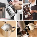 Miniatyrbild 4 av 5: Espressokannor i rostfritt stål, mjölkskummare för espressomaskiner Cappuccino Latte Art Silver, 350 ml