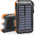 Miniatyrbillede 1 af 5: Soloplader 20000mAh Solar Powerbank Vandtæt Bærbar Oplader med Dobbelte 5V USB-porte/LED Orange