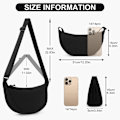 Miniatyrbillede 2 af 6: Crescent Taske til Kvinder Mænd, Nylon Crescent Tasker Hobos Crossbody Taske Bærbar Crescent Pung med Justerbar Rem A01-sort, 31cm
