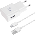 Miniatyrbilde 1 av 5: 2 stk. hurtigladere, 1,5 m kabel, kompatibel med Samsung Galaxy S22 S21 S20 S8 S10 S9 Plus Note 7 8 9 10 A53 LG, HTC white