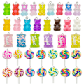 Miniatyrbild 3 av 5: 32 st blandade gummybjörn godis hartser berlocker för DIY halsband gör 1 påse/32 st