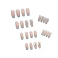 Miniatyrbild 3 av 5: 24st Love Heart Printed Nails Patch Med Bow Glue Type Lång Paragraf Mode