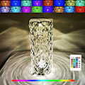 Miniatyrbilde 1 av 7: 16 Farge Krystall Lampe LED Nattlys, Krystall Rose Diamant Bordlampe Touch Control, USB Oppladbar Sengelampe Romantisk Belysning for Ba