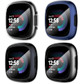 Miniatyrbillede 1 af 7: Diruite 4-pak etui til Fitbit Versa 4/Sense 2 skærmbeskytter, HD stødabsorberende blødt TPU-etui med fuldstændig beskyttelse til Fitbit Vers Black+Gun Color+Blue+Clear