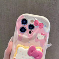 Pikkukuva 3 / 6: Kawaii iPhone-kotelo - Söpö Kissa Sarjakuva TPU Puhelinkotelo Ilmatyynyjalustalla Suunniteltu Tytöille ja Naisille iPhone 13 Mini