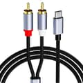 Miniatyrbillede 1 af 5: 1m USB Type C til 2 RCA lydkabel, USB Type C han til RCA han Y-splitter lydkabel, nylonflettet Phono rød og hvid lyd DAC-kabel til Xiaomi L