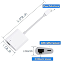 Miniatyrbild 2 av 5: Lightning till Ethernet-adapter, Kompatibel 2-i-1 Ethernet LAN-nätverksadapter med laddningsport