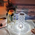 Miniatyrbilde 7 av 7: 16 Farge Krystall Lampe LED Nattlys, Krystall Rose Diamant Bordlampe Touch Control, USB Oppladbar Sengelampe Romantisk Belysning for Ba