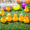 Miniatyrbillede 4 af 5: 12 stk. Fyldte Påskeæg med Gummiandeunger, Lyse Farverige Påskeæg Forfyldt med forskellige Gule Andeunger til Sjov Badetid_Newway Gaver hatch duck