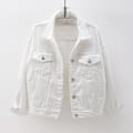 Miniatyrbilde 1 av 5: Damejakke i denim, varm, langærmet, helfarvet, vår og høst White XXL