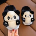 Miniatyrbillede 2 af 5: Børne Tegnefilm Panda Vinter Tøfler Plysdyr Varmt Bomuldssko Til Drenge Og Piger Indendørs Husholdning Fluffy Tøfler 1 24-25 Inner 15 CM