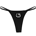 Pikkukuva 5 / 5: Hellokitty Puuvilla Ohuet Olkaimet Seksikäs Stringit Matala Vyötärö Saumattomat Anime Sarjakuva Kuromi Alusvaatteet Naisille Yksinkertaiset Ribbineulotut T-housut MUSTA 5 BLACK 5 L