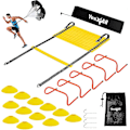 Miniatyrbillede 1 af 5: Ultimate Combo Agility Ladder Træningssæt - Hurtighed Agility Ladder med 12 Justerbare Trin, 12 Agility Kegler & 4 Stålpløkke - Inkluderet Bærepose