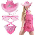 Pikkukuva 1 / 3: 3 kpl Pink Cowboy Hat Paisley-huivillä pink