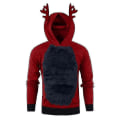 Miniatyrbilde 1 av 2: Hettegenser for menn med julemotiv - Julenissen Rudolph og reinsdyr Red Blue L