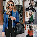 Miniatyrbild 5 av 5: Solid Fall Kvinna Cykeljacka Konstläder Ytterplagg Dragkedja Outfit Vår Höst Kvinna Mode Kort Tunn Kvinna Jacka Kappa Snabb Style B Blue XXXL