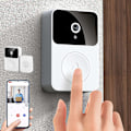 Miniatyrbild 1 av 5: Smart videodörrklocka hem intercom, smart trådlös fjärrstyrd videodörrklocka, högupplöst nattseende wifi laddning stöldskydd dörrklocka, tvåvägs