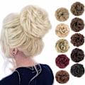 Pikkukuva 1 / 5: 1 kpl Messy Bun -hiuslisäke - Scrunchie -kihara -aaltoileva -synteettinen -hiusmyssy -naisten -kampaus Pale Ash Blonde Mix Bleach Blonde