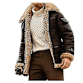 Miniatyrbillede 2 af 3: Mænds Camel Stilfuld Flyve Læderjakke, Slim Fit Shearling Aviator Bomber Jakke M