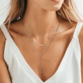 Miniatyrbillede 4 af 5: Bebetter Lariat Guld Halskæde Til Kvinder, Fin Lang Halskæde 14k Guldbelagt/sølv Y-formet Vedhæng Halskæde Trendy Lagdelt Cz Perlekæde Drop Nec Y Layered Box-GD