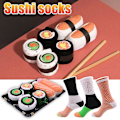 Miniatyrbillede 2 af 5: Voksne Mellemrør Tre Par Sushi Sjove Højtids Gaveæske Serie Kreative Sokker