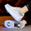 Miniatyrbillede 4 af 5: Børns Sneakers Dobbelthjulede Sko Led Lys Sko Q7-yky White 40