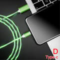 Android/TypeC-pikalatauskaapeli LED-valolla, hehkuva virtaava USB-kaapeli, värikäs Green Typec