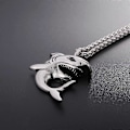 Miniatyrbillede 5 af 5: Halskæde med haj/fisk/delfin vedhæng, dyresmykker til mænd og drenge, rustfrit stål FZY [DB] 01 Shark Stainless Steel