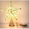 Miniatyrbild 1 av 4: Julgransstjärna, Julgransdekoration med Varmt Vit LED-Ljus och Timerfunktion, 8 x 10 Tum, Roséguld