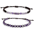 Miniatyrbilde 1 av 5: Perlearmbånd Justerbart Håndlaget Snørebånd Bohemian Fargerik Stein Strandarmbånd for Kvinner Purple