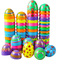 Miniatyrbilde 1 av 5: 12/36 stk Trykte Egg Påske Twister Trykte Åpne Egg Plast Blomst Leke Eggskall 36pcs