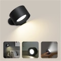 Miniatyrbillede 1 af 5: Indendørs væglampe, berøringsstyret LED-væglampe med USB-opladningsport, 3 lysstyrkeniveauer, 3 temperaturer, 360° roterbar natlampe til soveværelset