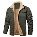 Miniatyrbilde 1 av 4: Tykke termiske vinterjakker med fleecefôr og revers for menn, mørkegrønn dark green XL