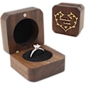 Miniatyrbillede 1 af 5: Rustik Træ Forlovelsesring Æske, Graveret Solid Træ Æske Med Guldord 'Forever Lover' Til Frieri Og Opbevaring Af Bryllupsringe