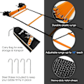 Miniatyrbillede 3 af 5: Ultimate Combo Agility Ladder Træningssæt - Hurtighed Agility Ladder med 12 Justerbare Trin, 12 Agility Kegler & 4 Stålpløkke - Inkluderet Bærepose Combo Orange
