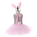 Miniatyrbillede 3 af 5: Piges Påskehare Rollespil Prinsessekjole Sød Plys Kaninører Fest Mesh Puffy Kjole_(FÅ DET) M(3-4Y)
