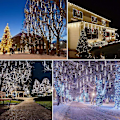 Miniatyrbilde 4 av 4: Julelys utendørs tre snøfall LED dryppende ispigger fallende stjernelys 12 tommer 8 rør, meteorskur fallende regnlys for juledekorasjon