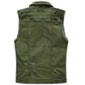Miniatyrbilde 2 av 4: Herre Klassisk Lapel Ermeløs Denimjakke Retro Slank Avslappet Vest Green XL